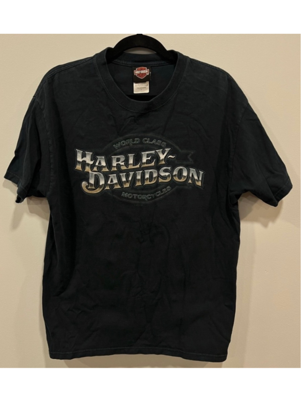 Harley-Davidson Graphic T-Shirt, Size L, Black and Orange